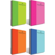 Faber-Castell Bicolor Spiralli Plastik Kapak Defter 160 Yaprak Çizgili 4'lü Set