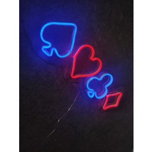 Dekoraven İskambil Poker Neon Şekiller Neon Tabela Dekoratif Aydınlatma