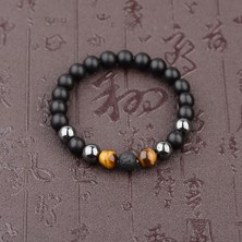 Padore Accessory Erkek - Onix < Hematit < Kaplan Gözü < Lav Doğal Taşlı Elegant Bileklik | Handmade