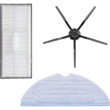 Mija Roborock S7 Sonic Mopping Uyumlu 3 Parça Yedek Filtre Fırça Seti Siyah