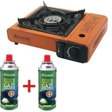 Tekli Turuncu Portatif Ocak ve 2 Adet Kartuş