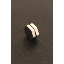 The Collection Gümüş Altıgen Mıknatıslı Erkek Küpe 1 Adet 8 mm Mıknatıs Çelik Manyetik