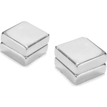 The Collection Gümüş Kare Mıknatıslı Erkek Küpe 1 Adet 8 mm Mıknatıs Çelik Manyetik