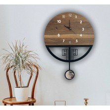 STE Desing Sarkaçlı Ahşap Duvar Saati,sarkaçlı Saat, Duvar Saati, Wooden Wall Clock (Tiktak Sesli)