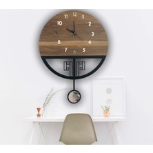 STE Desing Sarkaçlı Ahşap Duvar Saati,sarkaçlı Saat, Duvar Saati, Wooden Wall Clock (Tiktak Sesli)