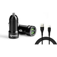 Ktools Drıve Inn 2.4A 2 USB  Siyah Type-C Araç Sarjı