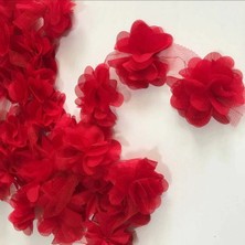 Tuhafiyecimiz Şerit Şifon Çiçek Top Halinde Lazer Kesim Tülden Çiçek 9 mt