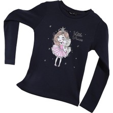 Nap Kids Kız Çocuk Lacivert Baskılı Uzun Kol Sweatshirt