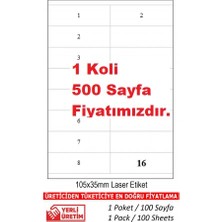 A1 A1ETIKET TW-2216 500 A4 Sayfa Lazer Etiket 105 x 35 mm Etiket 1 A4 Sayfada 16 Etiket