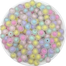 Hedef Bijuteri 25GR 10MM Mat Buzlu Içi Boncuklu Karışık Renkli Yuvarlak Boncuk,takı Boncuğu (25GR,~48 Adet)