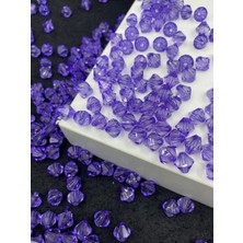 Hedef Bijuteri 10MM Mor / Koyu Lila Renk Piramit Model Akrilik Boncuk,takı, Çanta Yapım Boncuğu (100GR,~260 Adet)