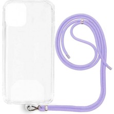 Piyasa Sepeti Apple iPhone 13 Mini İp Askılı Şeffaf Silikon Kılıf Lila