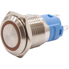Motorobit 16A-P1-E 16MM Düz Yaylı Işıklı Metal Buton - Sarı