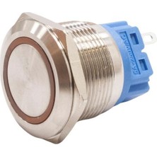 Motorobit 22B-P1Z-E 22MM Düz Anahtarlı Işıklı Metal Buton - Sarı