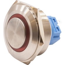 Motorobit 30B-G1-E 30MM Çıkık Yaylı Işıklı Metal Buton - Kırmızı