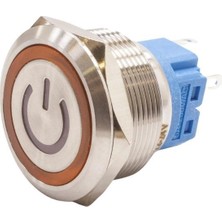 Motorobit 25B-P1-EC 25MM Düz Yaylı Işıklı Power Metal Buton - Sarı