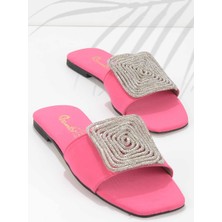 Bambi Mat Fuşya Saten  Kadın Terlik K04666012238