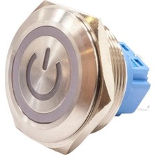 Motorobit 28B-P1-EC 28MM Düz Yaylı Işıklı Power Metal Buton - Beyaz