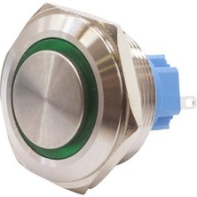 Motorobit 28B-G1Z-E 28MM Çıkık Anahtarlı Işıklı Metal Buton - Yeşil