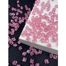 Hedef Bijuteri 10MM Pembe Renk Piramit Model Akrilik Boncuk,takı, Çanta Yapım Boncuğu (100GR,~260 Adet)