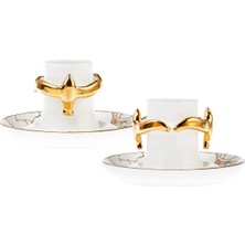 Karaca Saffet Emre Tonguç Kanatlarımda İstanbul Eng Kitap Hediyeli 2 Kişilik Kahve Fincanı Takımı Gold 60 ml