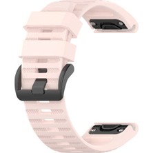 Markacase Garmin Quatix 6 - 6 Sapphire Için Quick Fit Özellikli Silikon Kordon Kayış Açık Pembe