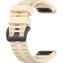 Markacase Garmin Fenix 5 - 5 Sapphire - 5 Plus Için Quick Fit Özellikli Silikon Kordon Kayış Krem
