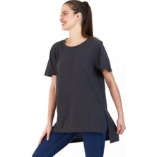 Slazenger Merılyn Kadın T-Shirt Koyu Gri Kadın Tişört Gri Koyu Gri Uzun Tişört