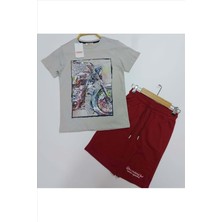 Çikoby Çiko Bay Bordo Baskılı Şort  Takım  - - Bordo - 12 Yaş - CE8322-BORDO-12 Yaş