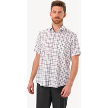 Erkek Beyaz Kısa Kol Regular Fit Yaka Düğmeli Gömlek