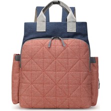 Lovehome Büyük Kapasiteli Kareli Kumaş Anne Bebek Sırt Çantası - Pembe / Mavi (Yurt Dışından)