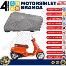Teksin Vespa Primavera 150 Arka Çanta Uyumlu Motosiklet Brandası Motor Brandası (A+ Kalite)