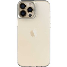 Caseart Apple iPhone 13 Pro Max Kapak Lens Standlı Sararmaz Şeffaf Silikon Kılıf - Gold