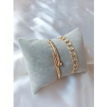 Bers Aksesuar Kadın Altın Kaplama Kararmaz Kombin Bileklik