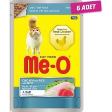 Me-O Tavuk Pirinç ve Ton Balıklı Yetişkin Kedi Konservesi 80 gr 6 Adet