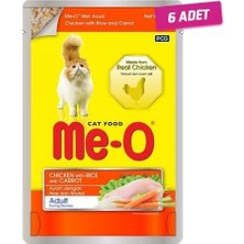 Me-O Tavuk Pirinç ve Havuçlu Yetişkin Kedi Konservesi 80 gr 6 Adet