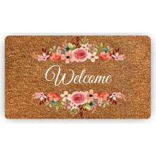 Uygur Home Çiçekli Welcome Temalı Coco Görünümlü Dekoratif Dış Kapı Önü ve Iç Mekan Paspası