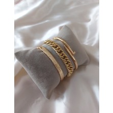 Bers Aksesuar Kadın Altın Kaplama Kararmaz Orjinal Faturalı Kombin Bileklik