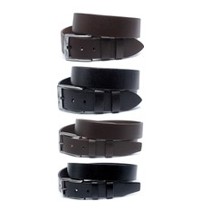 Livize 4'lü Siyah Kahverengi Deri Klasik Kot Set Erkek Kemeri Şık Tasarım Günlük ve Özel Kullanım