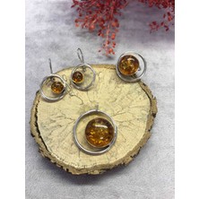 Nsa Silver Kehribar Taşlı Gümüş Set 925 Ayar