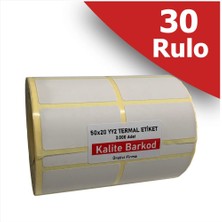 Kalite Barkod 50X25 2'li Termal Etiket 30 Rulo Barkod Etiketi