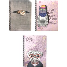 Fly Color Desenli 120 Yaprak Spiralli A4 Kareli Defter Seti
