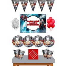 Parti Furyası Thor Marvel 16 Kişilik Afişli Doğum Günü Parti Süsleri Malzemeleri Ekonomik Seti