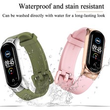 Xiaomi Mi Band 3/4/5/6 Pembe+Gül Altın Silikon Saat Band