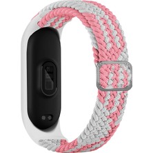 Xiaomi Mi Band 7 Pembe Beyaz Için Naylon Örgülü Saat Grubu