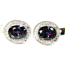 Lilah Gümüş Tr Gümüş Oval Mistik Topaz Kadın Küpe