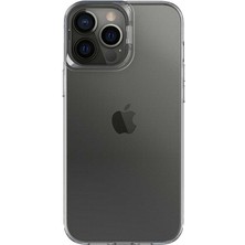 Caseart Apple iPhone 13 Pro Max Kapak Lens Standlı Sararmaz Şeffaf Silikon Kılıf - Siyah