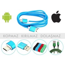 Buffer Apple iPhone Uyumlu / iPad Micro USB Dönüştürücü Adaptör ve 1.5 Metrelik Örgü Şeklinde Apple iPhone Uyumlu Ipad Şarj Kablosu