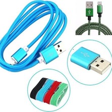 Buffer Apple iPhone Uyumlu / iPad Micro USB Dönüştürücü Adaptör ve 1.5 Metrelik Örgü Şeklinde Apple iPhone Uyumlu Ipad Şarj Kablosu