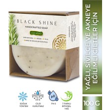 Black Shine Çay Ağacı Yağlı Leke Sabunu Akne ve Aktif Sivilceli Ciltler Için Arındırıcı Doğal Peeling Etkisi